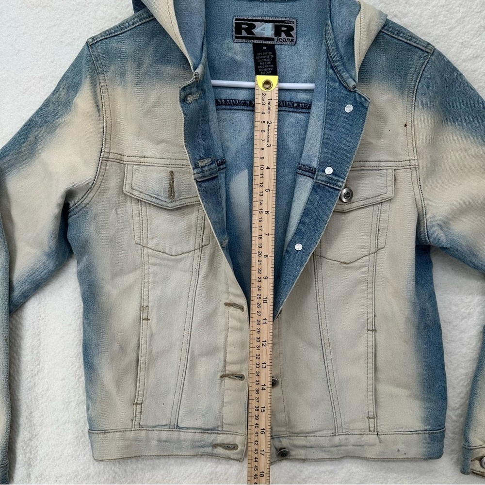 Vintage Y2K R4R Rave Jeans Gradient Denim Hooded Jacket - Picture 4 of 8